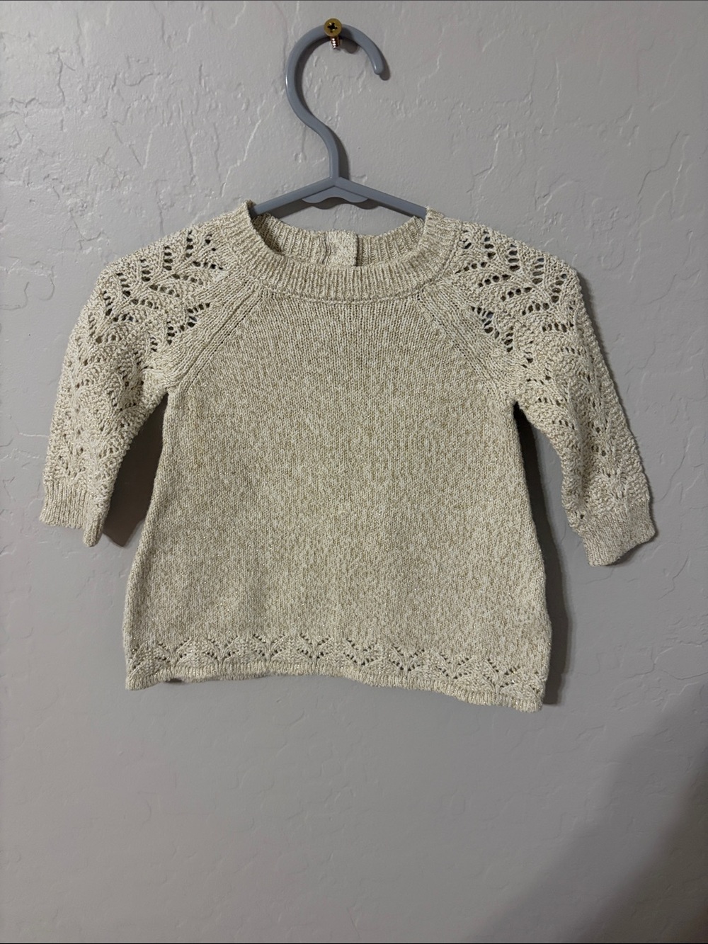 Children's Cream Knit Lace-Detail Pullover Sweater